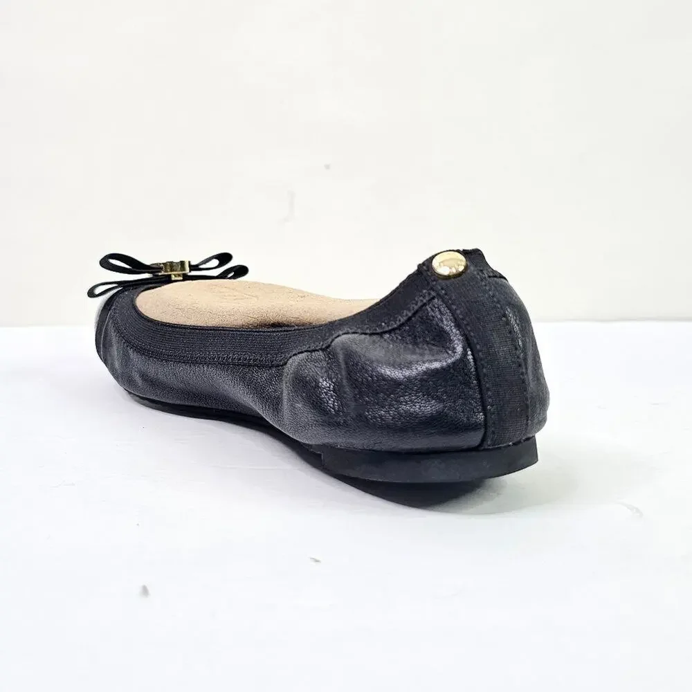 NWOB MICHAEL Michael Kors Black Dixie Patent Cap-Toe Bow Flats